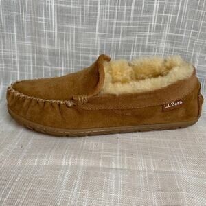 LL Bean Womens 7 Wicked Good Slippers Venetian Shearling Lamb Lined Brown Suede